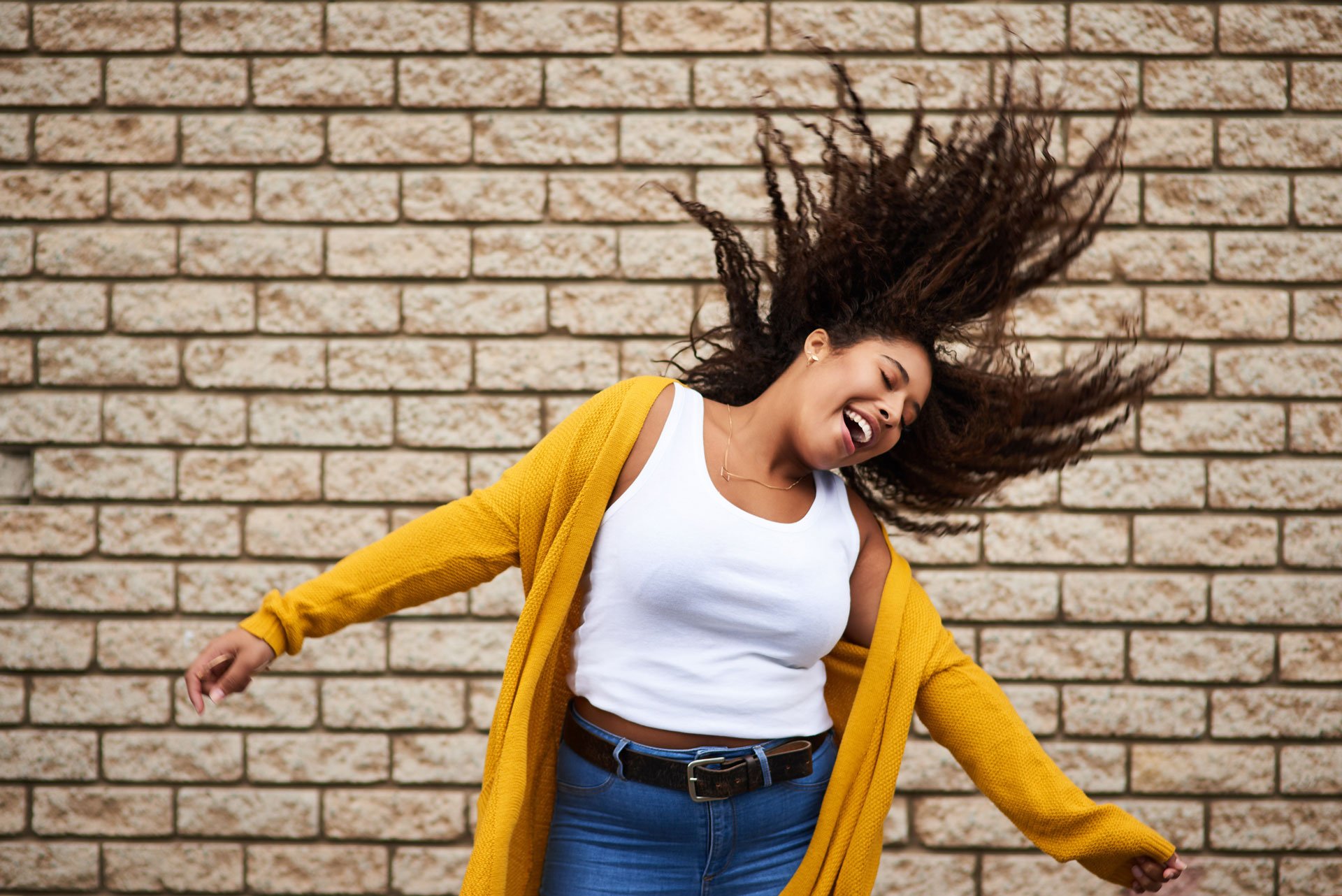 Happy and energetic woman.